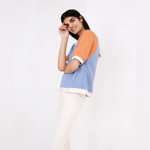 MADEWELL Short-Sleeve Sweatshirt in Colorblock Size Small - Picture 3 of 11